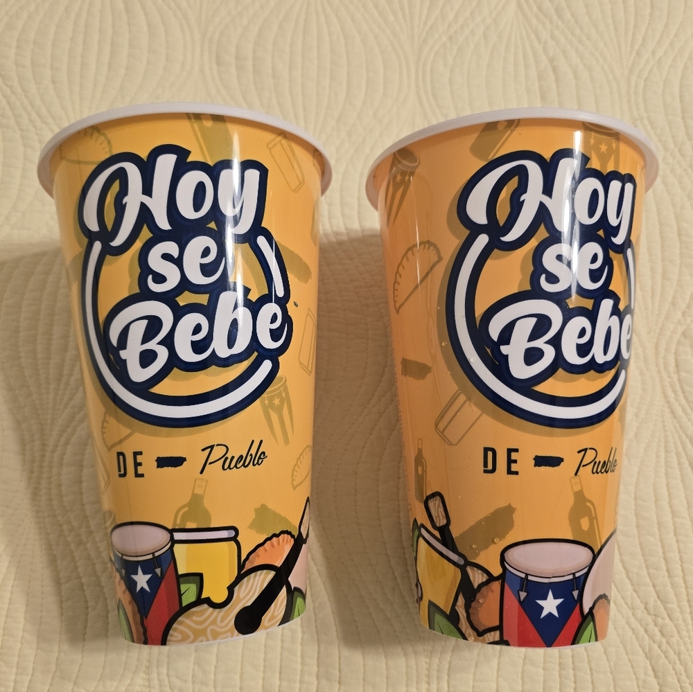 NWT De Pueblo "Hoy Se Bebe" Oversized Plastic Cup, 36 Oz, Set Of 2